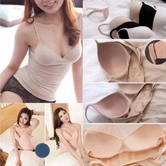 Tank top padded camisole push up built in black 1pc - Picture 15 of 16